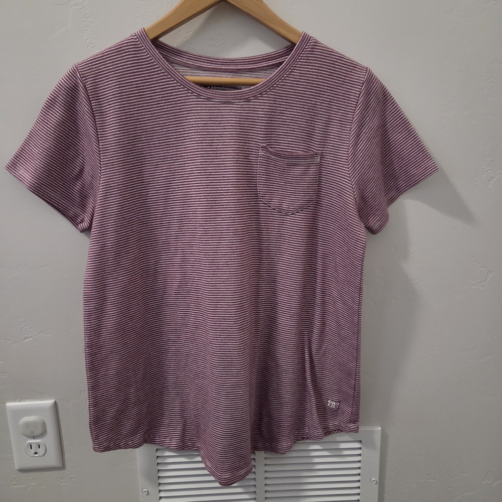 Albion Fit Purple Striped Tee Sz M